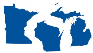 Maps of Michigan Minnesota and Wisconsin