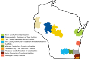 Map showing location of Wisconsin coordination of care communities